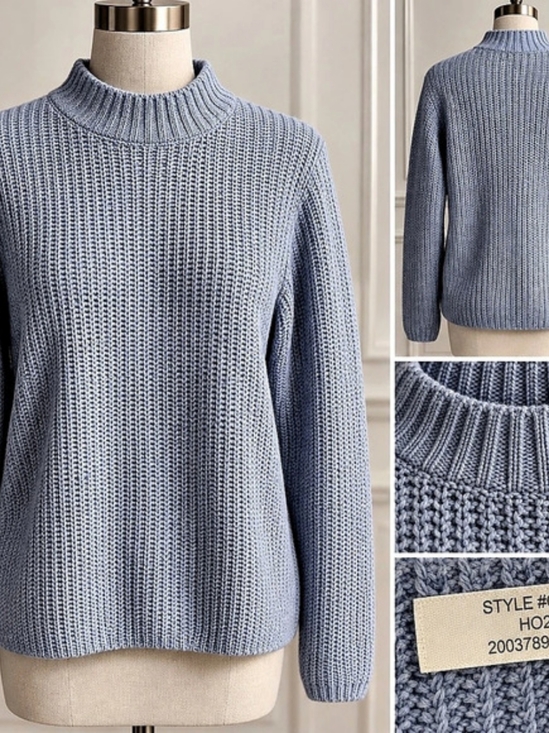 J. Crew Factory Sweaters - J.Crew Factory Cotton-blend Mockneck Sweater Blue